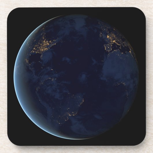 夜の地球の都市灯 コースター (正面)