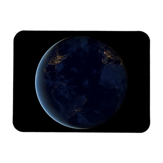 夜の地球の都市灯 マグネット (横)