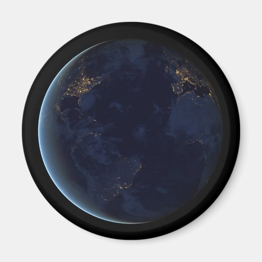 夜の地球の都市灯 マグネット (正面)