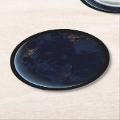 夜の地球の都市灯 ラウンドペーパーコースター (アングル)