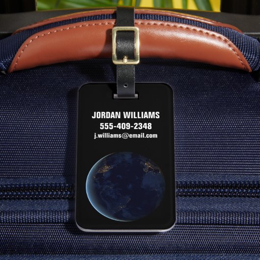 夜の地球の都市灯 ラゲッジタグ (正面インサイチュ2)