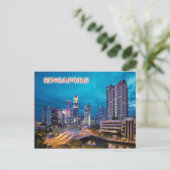 夜の埠頭とシンガポールのスカイライン ポストカード (スタンド正面)