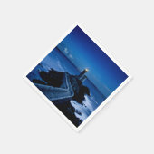 夜の壁のライトハウス海 スタンダードカクテルナプキン (角)