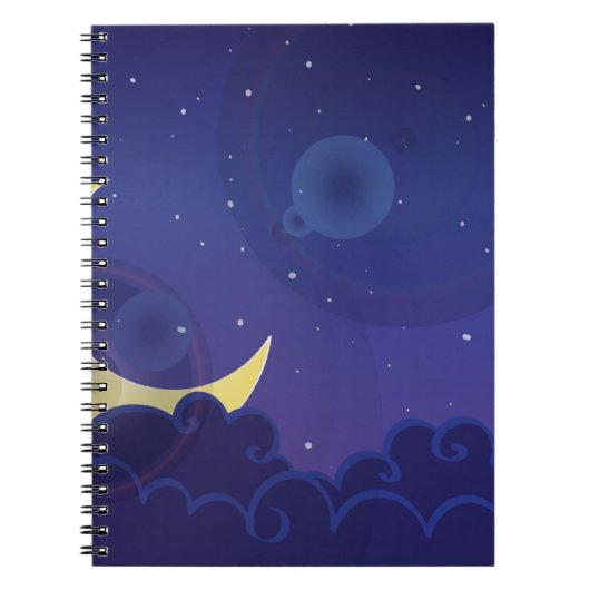 夜の夕暮れ月の真夜中青 ノートブック (正面)