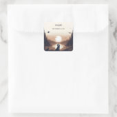 夜の夕焼け 月 雲 黄昏 ブライダルシャワー スクエアシール (バッグ)