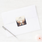 夜の夕焼け 月 雲 黄昏 ブライダルシャワー スクエアシール (封筒)