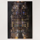 夜の多彩なライトが付いているアムステルダムの家 ジグソーパズル (縦)