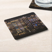 夜の多彩なライトが付いているアムステルダムの家 スクエアペーパーコースター (アングル)