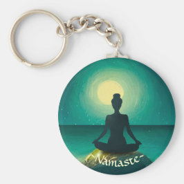 夜の夜に夜の夜の夜のヨガ瞑想ポーズ キーホルダー