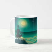 夜の夜に夜の夜の夜のヨガ瞑想ポーズ コーヒーマグカップ (正面左)