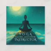 夜の夜に夜の夜の夜のヨガ瞑想ポーズ スクエア名刺 (正面)