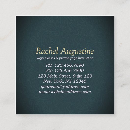 夜の夜に夜の夜の夜のヨガ瞑想ポーズ スクエア名刺 (裏面)