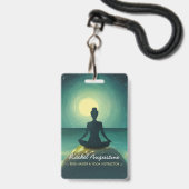 夜の夜に夜の夜の夜のヨガ瞑想ポーズ バッジ (Front with Lanyard)