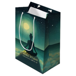夜の夜に夜の夜の夜のヨガ瞑想ポーズ ミディアムペーパーバッグ