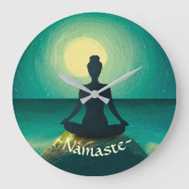 夜の夜に夜の夜の夜のヨガ瞑想ポーズ ラージ壁時計