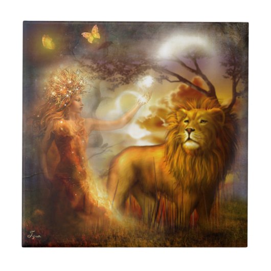 夜の女神とライオン タイル (正面)