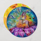 夜の妖精 ゴールド イエロー ブルー レッドのスパークル 招待状 (正面/裏面)