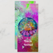 夜の妖精、ピンク色の紫の青の輝き 招待状 (正面/裏面)