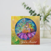 夜の妖精 ピンク 緑 青 黄色のきらきら 招待状 (スタンド正面)