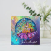 夜の妖精 , ピンク 黄色 青 赤のきらきら 招待状 (スタンド正面)