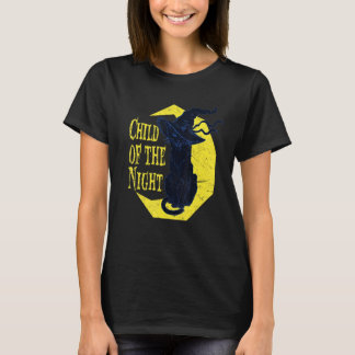 夜の子ウィッチキャットハロウィン魔術 Tシャツ
