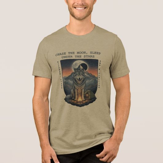 夜の守護者: カスタマイズ・ウルフ・ミッドナイト トライブレンドTシャツ (正面)