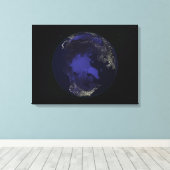 夜の完全な地球の都市のライト5 キャンバスプリント (インサイチュ (ウッドフロア))