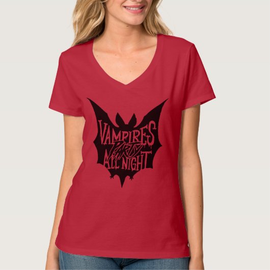 夜の宴:ヴァンパイアのハロウィンパーティー Tシャツ (正面)
