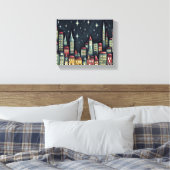 夜の小さな町 キャンバスプリント (インサイチュ (寝室))