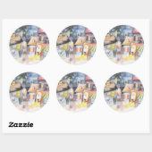 夜の小さな町 ラウンドシール (シート)