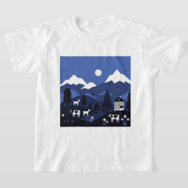 夜の山の景色 Tシャツ