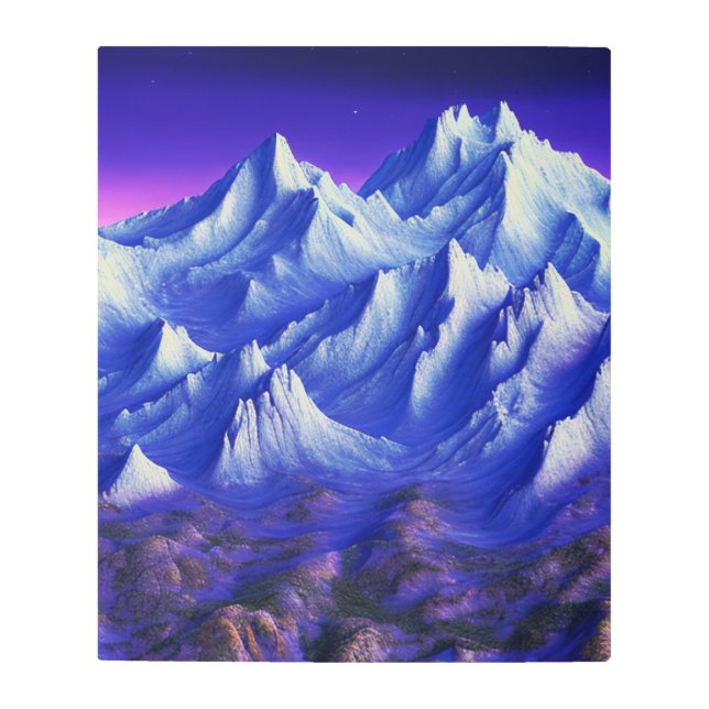 夜の山の風景 メタルプリント (正面)