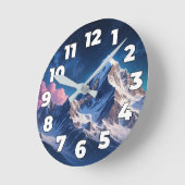 夜の山 ラウンド壁時計 (傾斜)