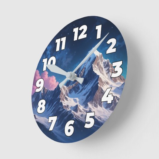 夜の山 ラウンド壁時計 (傾斜)