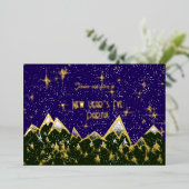 夜の山 – 大晦日のパーティー金ゴールド 箔招待状 (立ち正面)