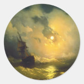 夜の嵐の海、Aivazovsky ラウンドシール (正面)