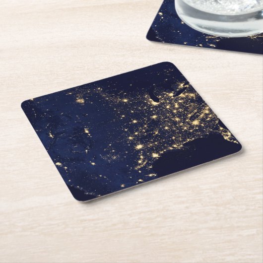 夜の州の統一された街灯。 スクエアペーパーコースター (アングル)