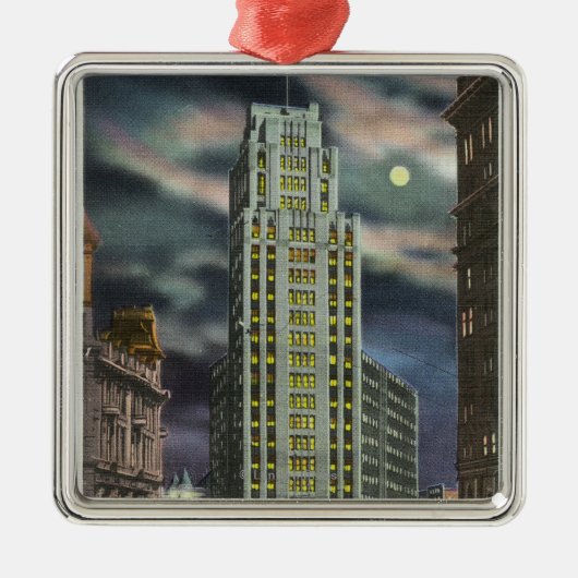 夜の州タワーの建物の外観 メタルオーナメント (正面)