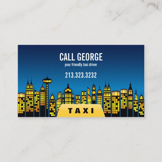 夜の市内のタクシー 名刺 (正面)