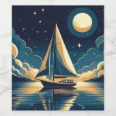 夜の帆船 ワインラベル (シングルラベル)