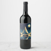 夜の帆船 ワインラベル (正面)