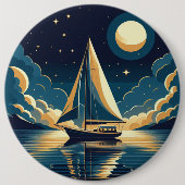 夜の帆船 缶バッジ (正面)
