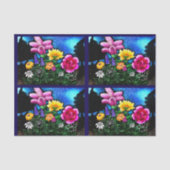 夜の幻想的な花のデコパージュ 薄葉紙 (正面)
