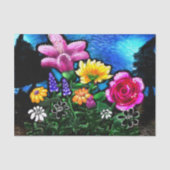 夜の幻想的な花のデコパージュ 薄葉紙 (正面)