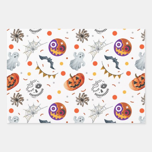 夜の幽霊のよく出るハロウィーン ラッピングペーパーシート (正面)