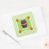 夜の幽霊のよく出るパーティー誕生日 – ハロウィーンの夜 スクエアシール (封筒)