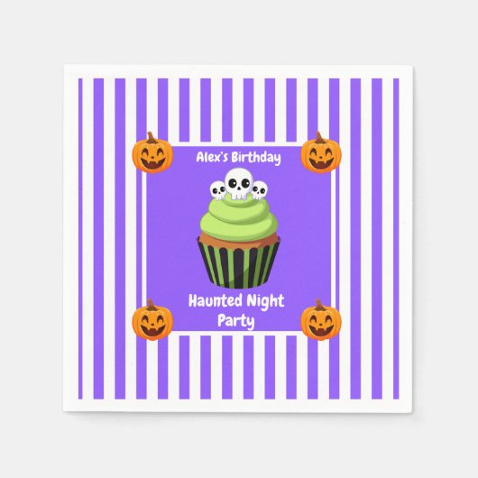 夜の幽霊のよく出るパーティー誕生日 – ハロウィーンの夜 スタンダードカクテルナプキン (正面)