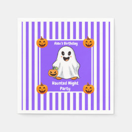 夜の幽霊のよく出るパーティー誕生日 – ハロウィーンの夜 スタンダードカクテルナプキン