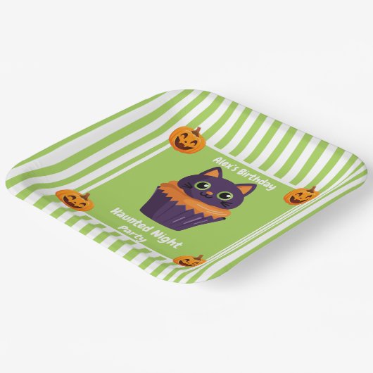 夜の幽霊のよく出るパーティー誕生日 – ハロウィーンの夜 ペーパープレート (傾斜あり)