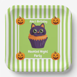 夜の幽霊のよく出るパーティー誕生日 – ハロウィーンの夜 ペーパープレート